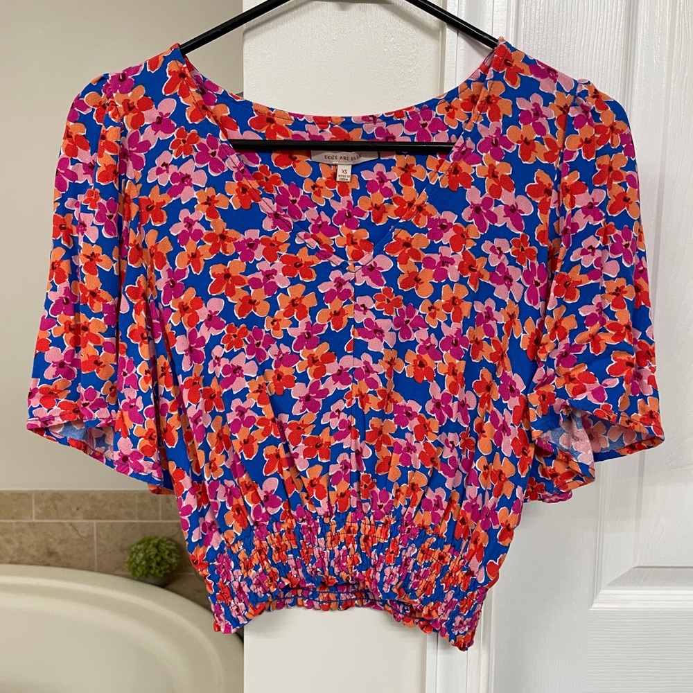 Skies are Blue: XS Blue Floral Top